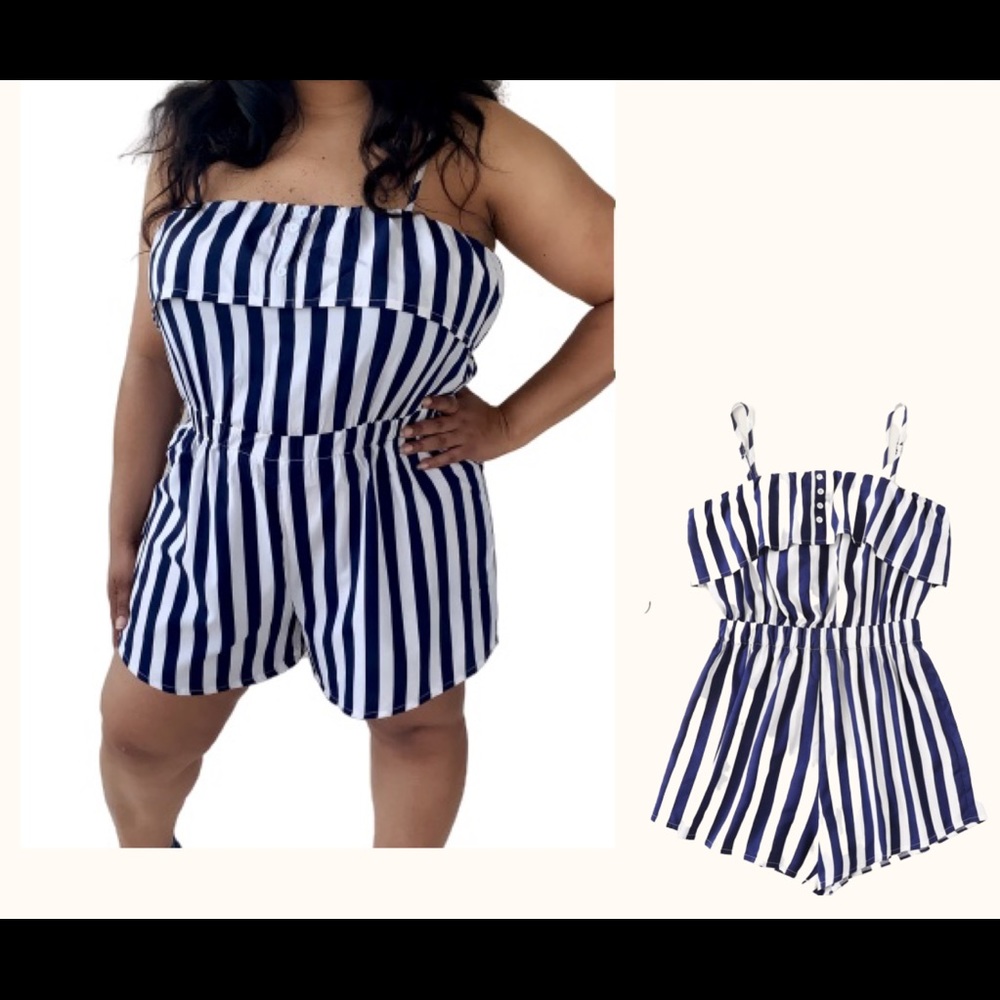 Plus Size Striped Romper
